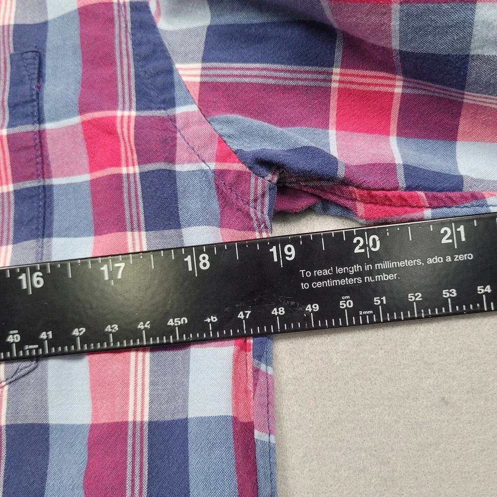J Crew Mens Tailored Indian Madras Plaid Button Down Shirt Small Pink Blue